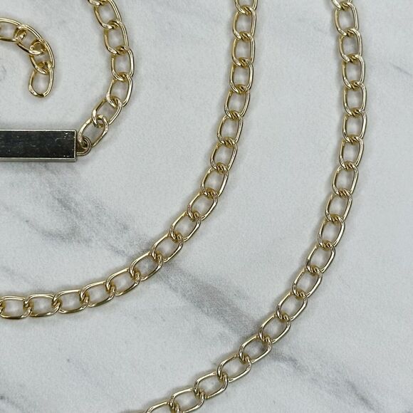 Gold Tone Skinny Chain Link Belt with Bar Details Y2K Festival ✨ - Picture 5 of 12